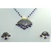 925 Sterling Silver gold rhodium blue Enamel Pendant Earring set Bead chain..